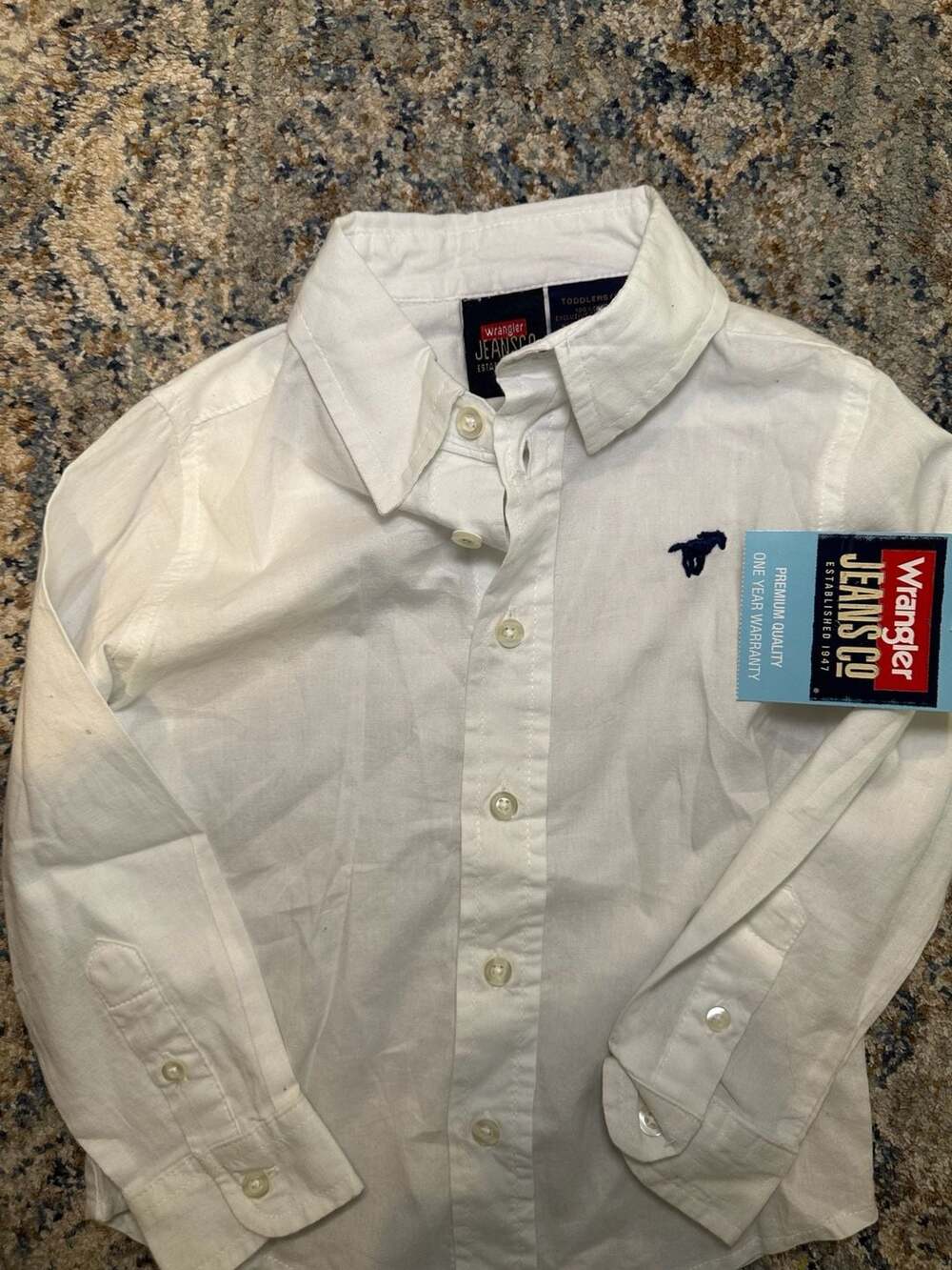 Wrangler Jeans Co. White Long Sleeve Button-Down Shirt Toddlers 3T